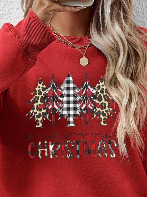 swvws MERRY CHRISTMAS Round Neck Long Sleeve Sweatshirt