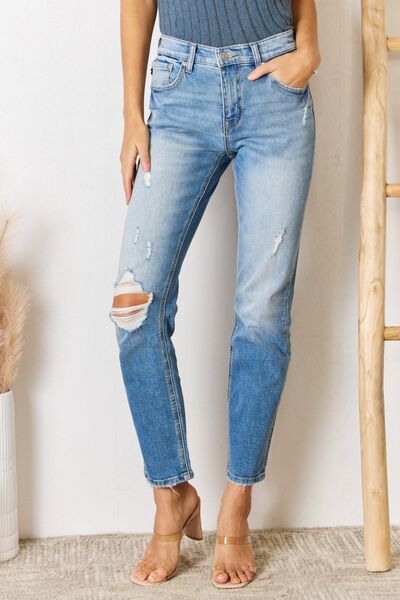 swvws Kancan High Rise Distressed Slim Straight Jeans