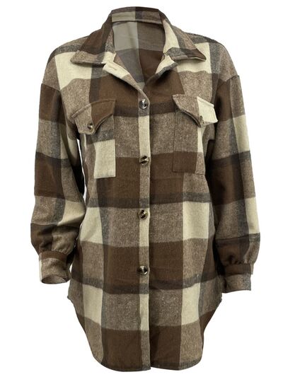 swvws Plaid Button Up Dropped Shoulder Jacket