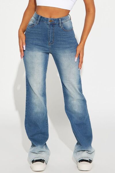 swvws Pocketed Buttoned Straight Jeans