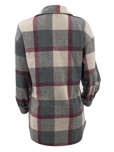 swvws Plaid Button Up Dropped Shoulder Jacket