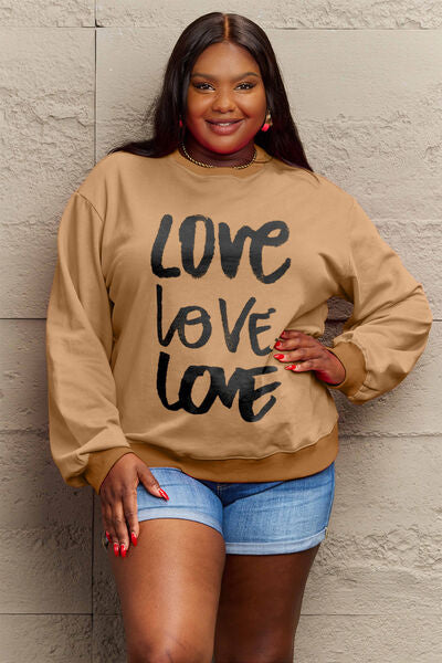 swvws Simply Love Full Size LOVE Round Neck Sweatshirt