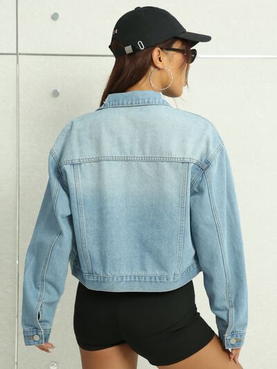 swvws Distressed Button Up Denim Jacket with Pockets