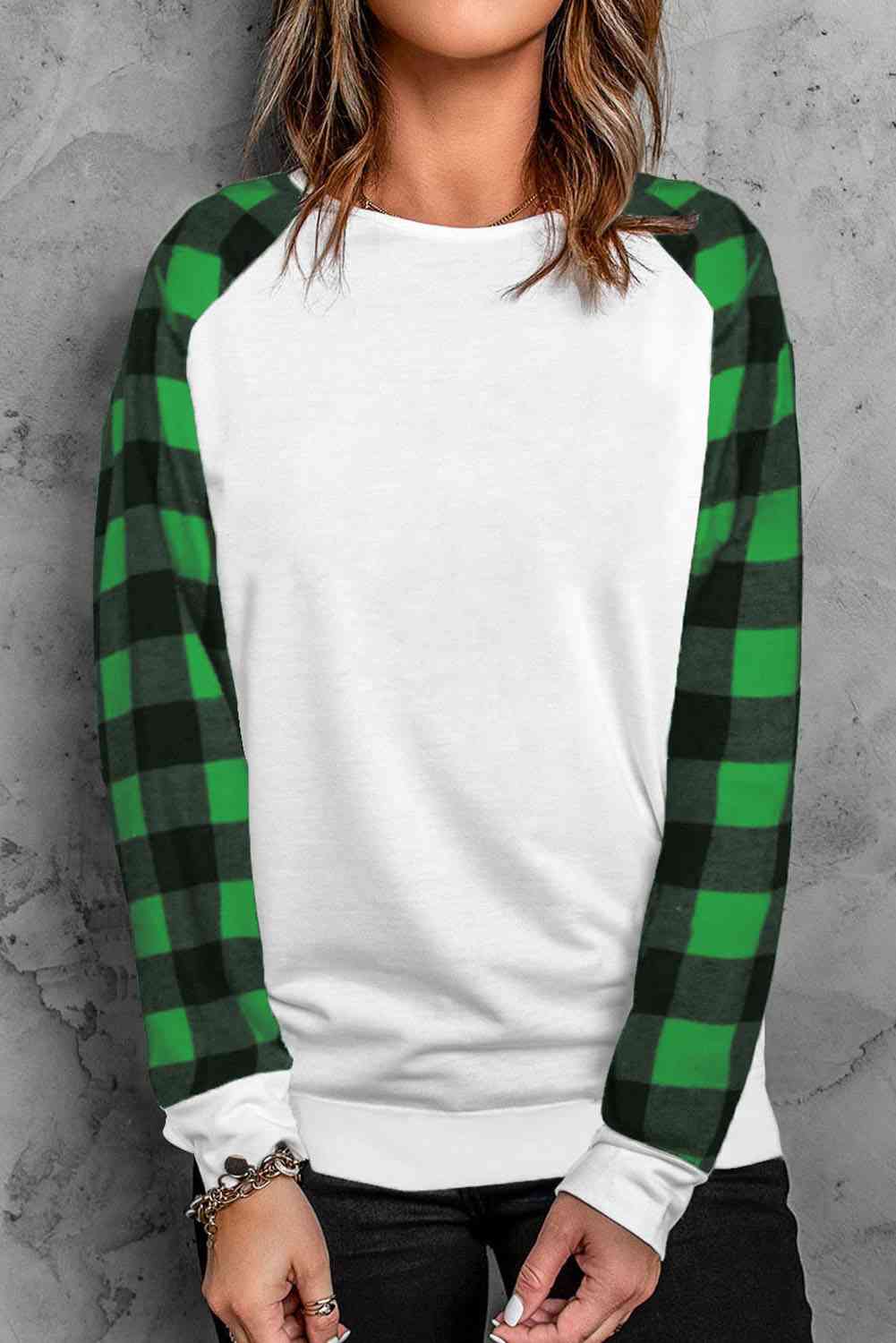 swvws Christmas Buffalo Plaid Long Sleeve Sweatshirt