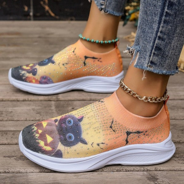 swvws - Light Yellow Casual Sportswear Daily Patchwork Printing Rhinestone Round Comfortable Out Door Shoes