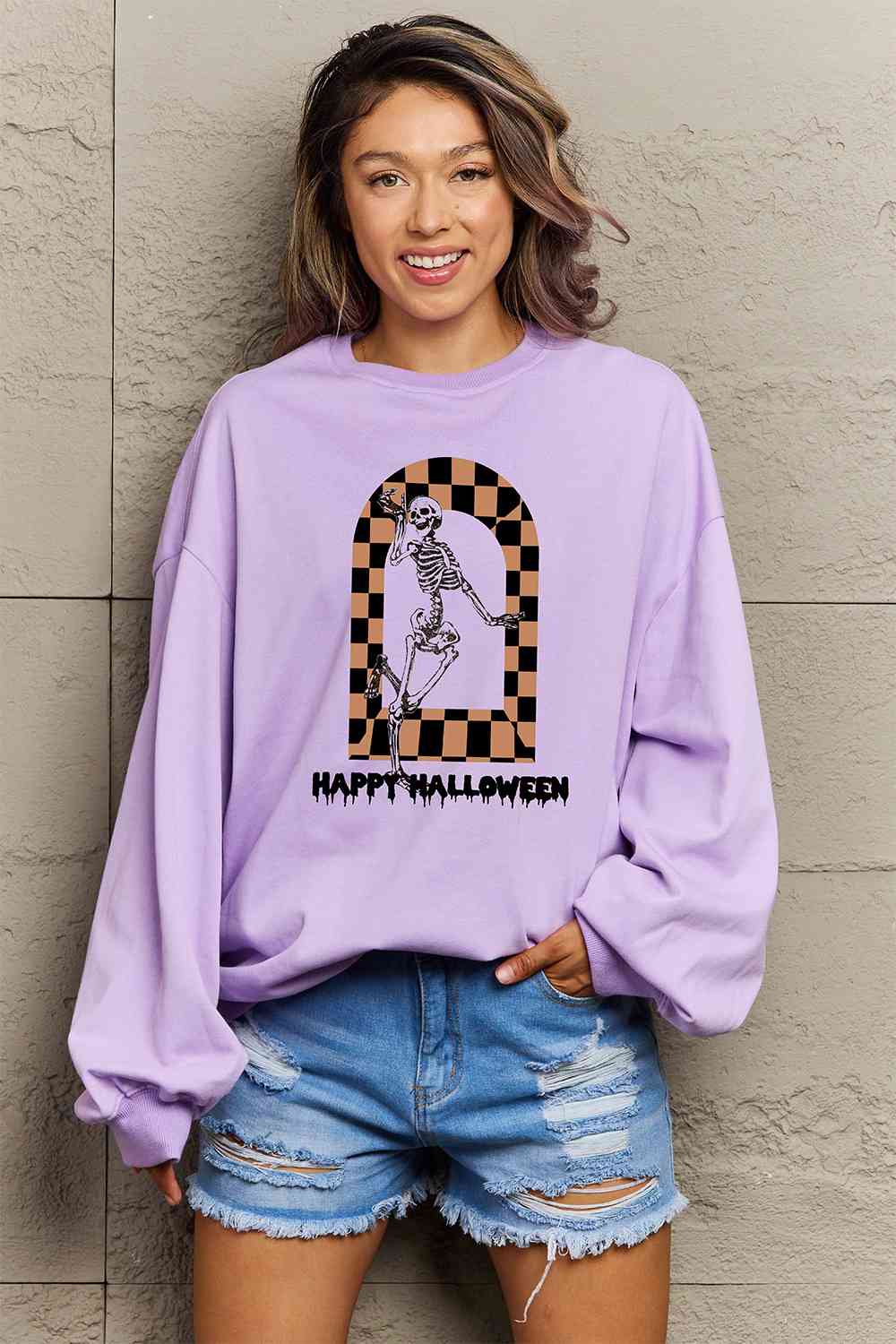 swvws Simply Love Full Size HAPPY HALLOWEEN Graphic Sweatshirt