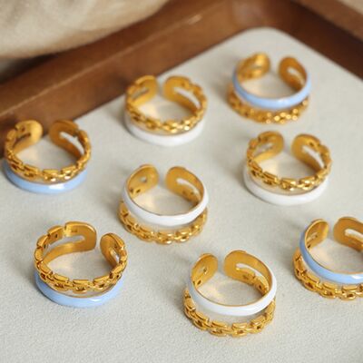 swvws Enamel 18K Gold-Plated Open Ring