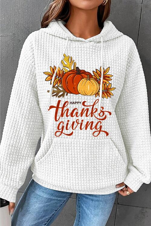 swvws HAPPY THANKSGIVING Drawstring Graphic Hoodie