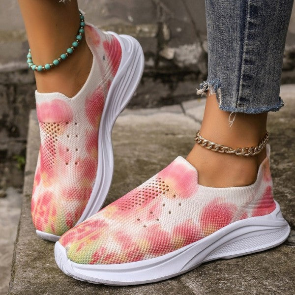 swvws - Pink Casual Sportswear Daily Patchwork Tie-dye Round Mesh Breathable Comfortable Out Door Shoes