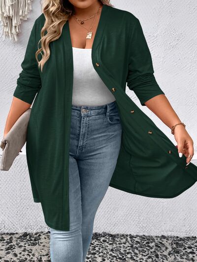 swvws Plus Size Button Up Long Sleeve Cardigan