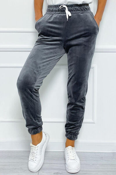 swvws Wide Waistband Drawstring Cropped Joggers