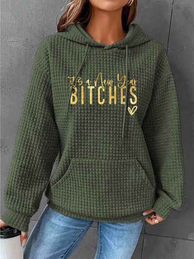 swvws Full Size IT'S A NEW YEAR BITCHES Waffle-Knit Hoodie