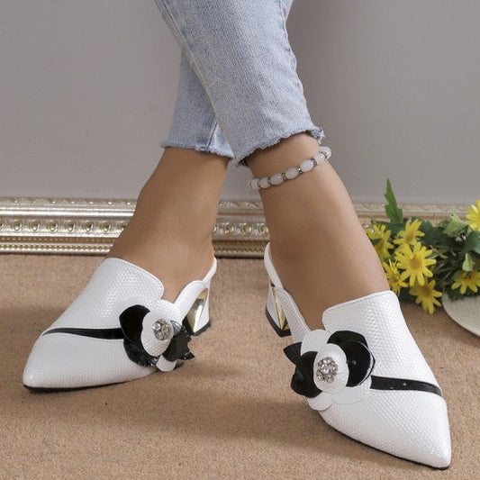 swvws - White Casual Patchwork Pointed Out Door Wedges Shoes (Heel Height 2.75in)