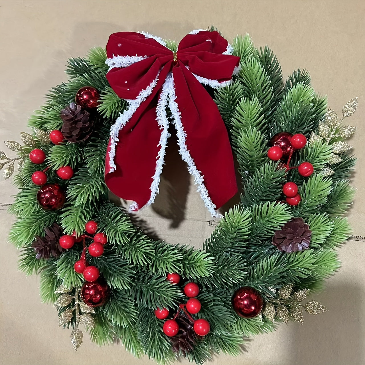 17.71" Festive Christmas Wreath - Perfect for Front Door & Wall Decor, Ideal Holiday Gift, No Power Needed