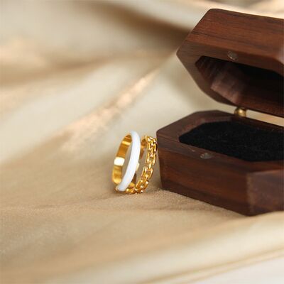 swvws Enamel 18K Gold-Plated Open Ring