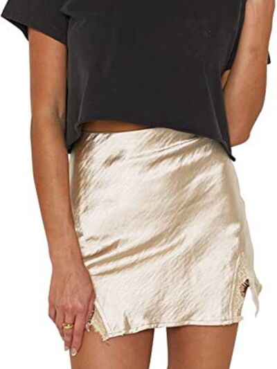 swvws Lace Detail Slit Mini Skirt