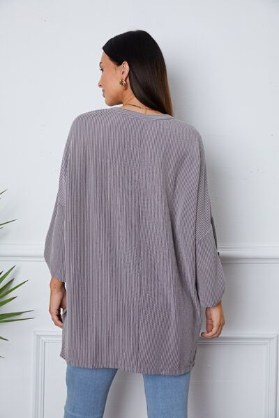 swvws Notched Roll-Tab Sleeve Blouse