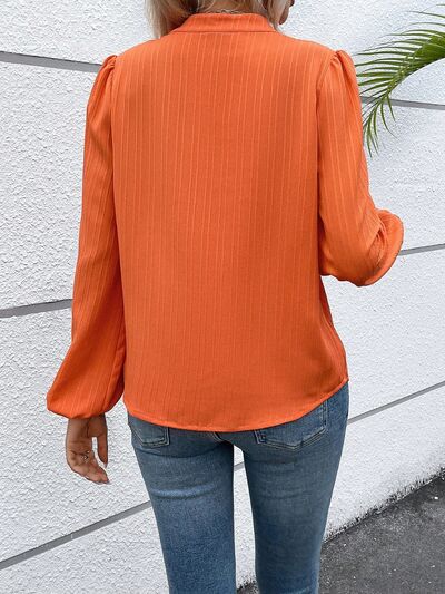 swvws Notched Balloon Sleeve Blouse