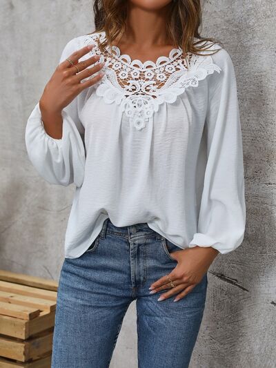 swvws Lace Detail Balloon Sleeve Blouse