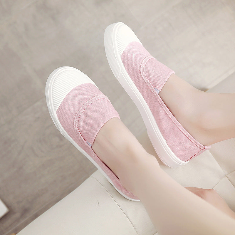 swvws Spring New Flat Slip-on Canvas Shoes Women's White Shoes Versatile Korean Style Lazy Shoes for Students Fashion Casual Shoes