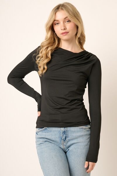 swvws Mittoshop Ruched Long Sleeve Slim Top