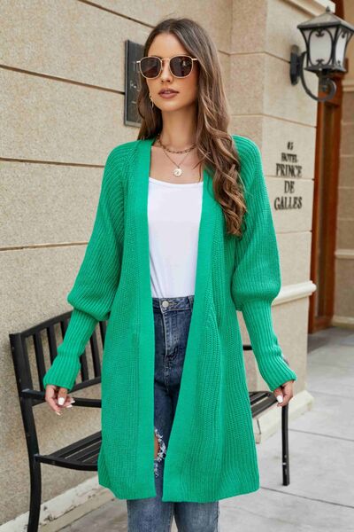 swvws Open Front Lantern Sleeve Cardigan