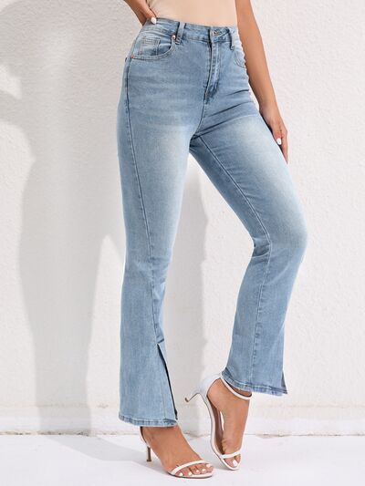 swvws Slit Buttoned Jeans with Pockets