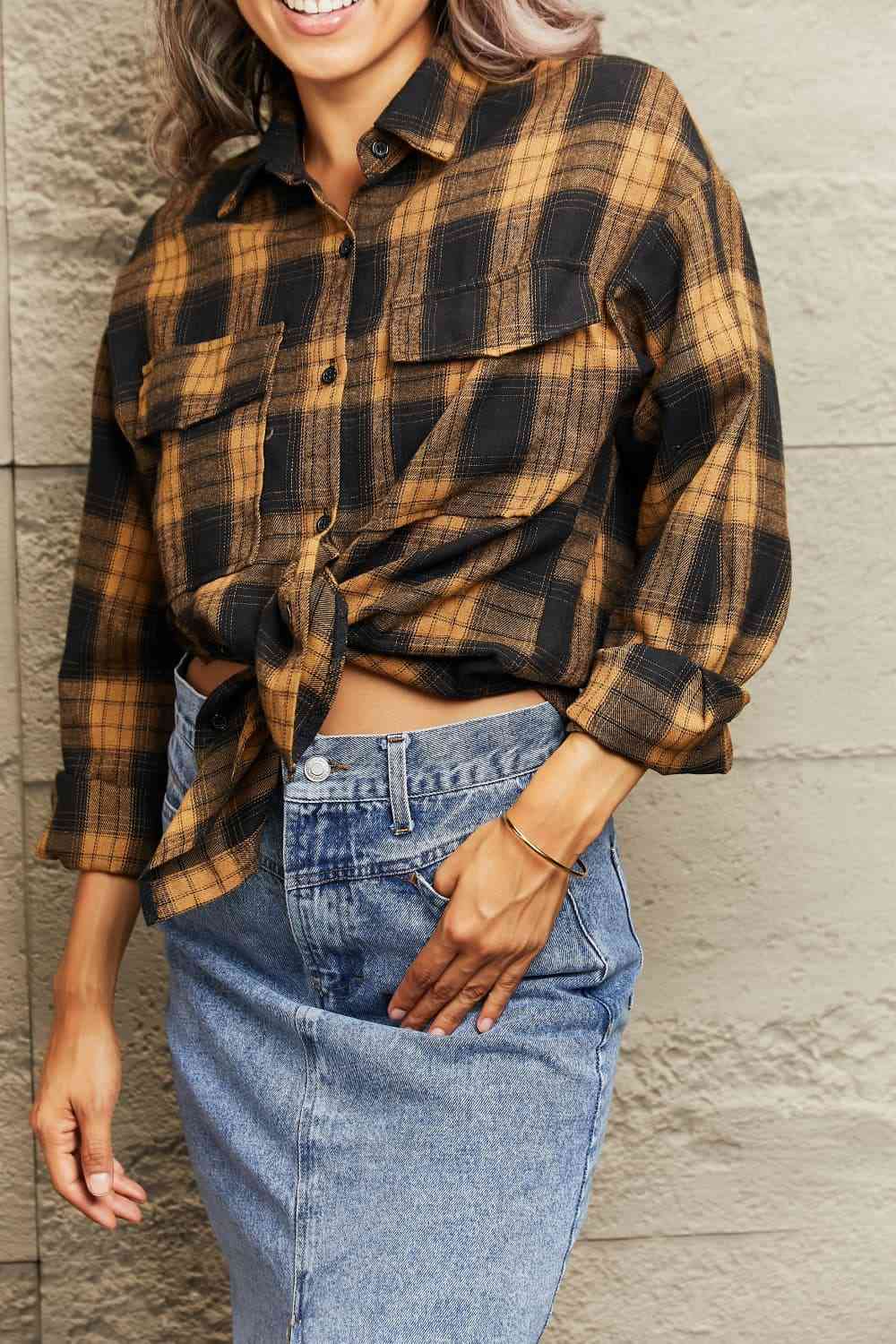 swvws Plaid Dropped Shoulder Shirt