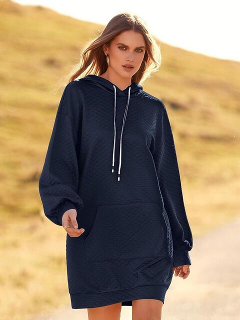 swvws Textured Drawstring Tunic Hoodie