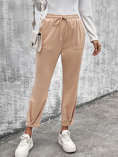 swvws Drawstring Straight Pants with Pockets