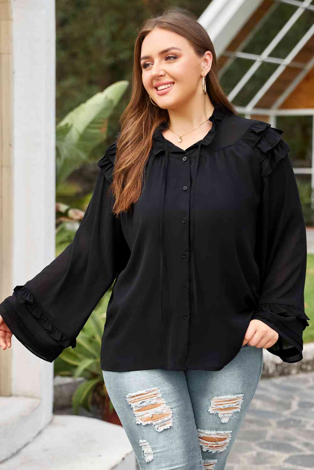 swvws Plus Size Button-Up Shirt