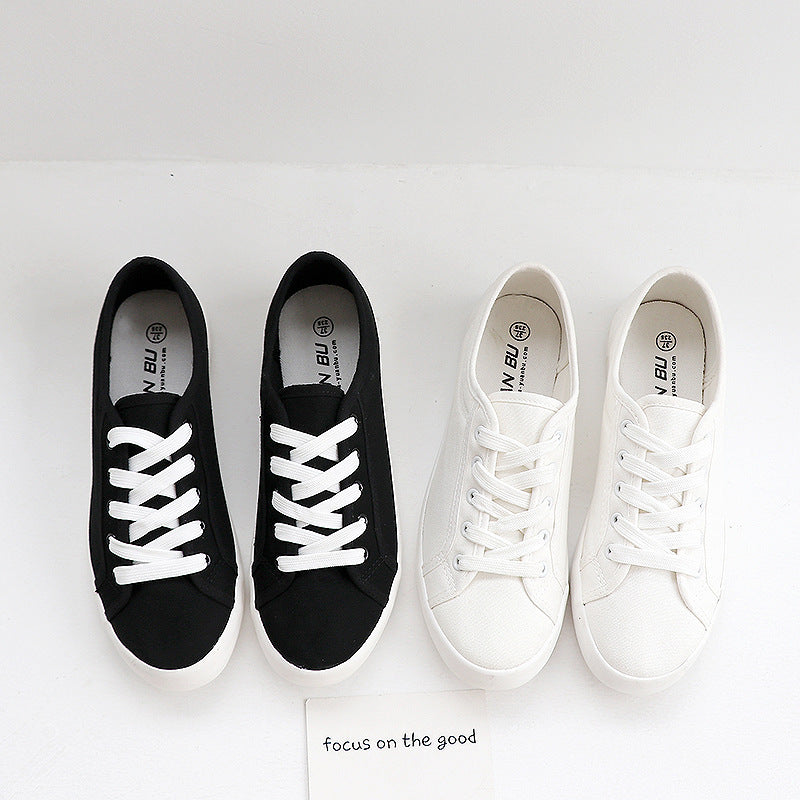 swvws Remote Walking C030 Low-Top White Shoes Women's Shoes Korean Style Canvas Shoes Simple Breathable White Sneakers Comfortable Lovers Shoes for Students