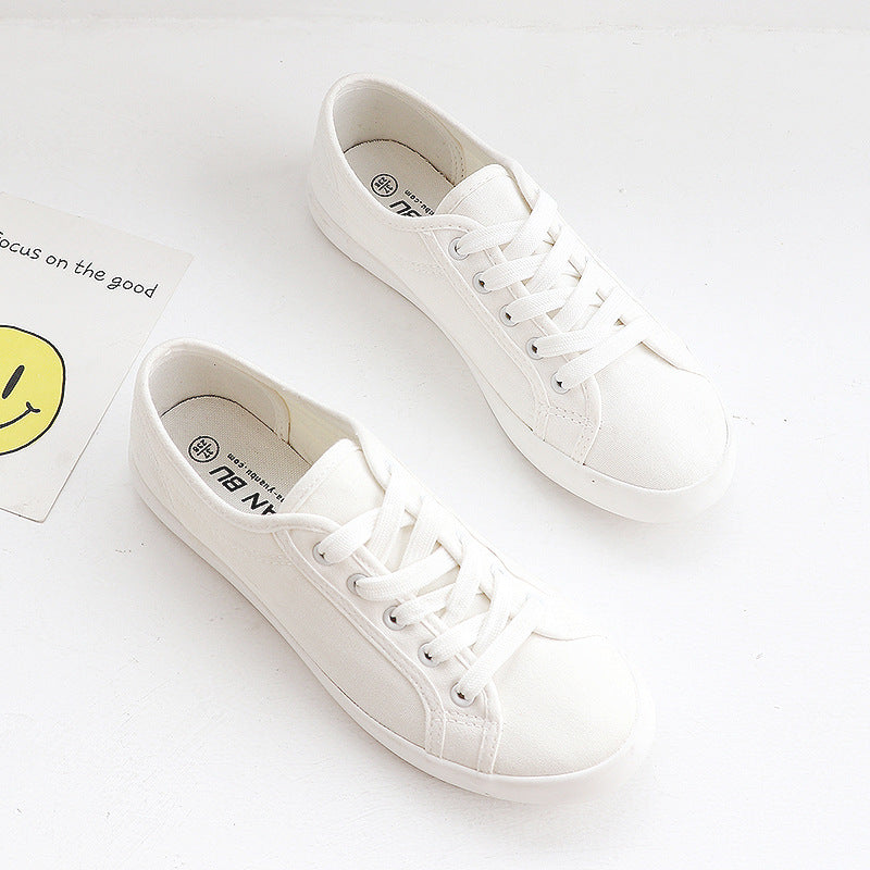 swvws Remote Walking C030 Low-Top White Shoes Women's Shoes Korean Style Canvas Shoes Simple Breathable White Sneakers Comfortable Lovers Shoes for Students