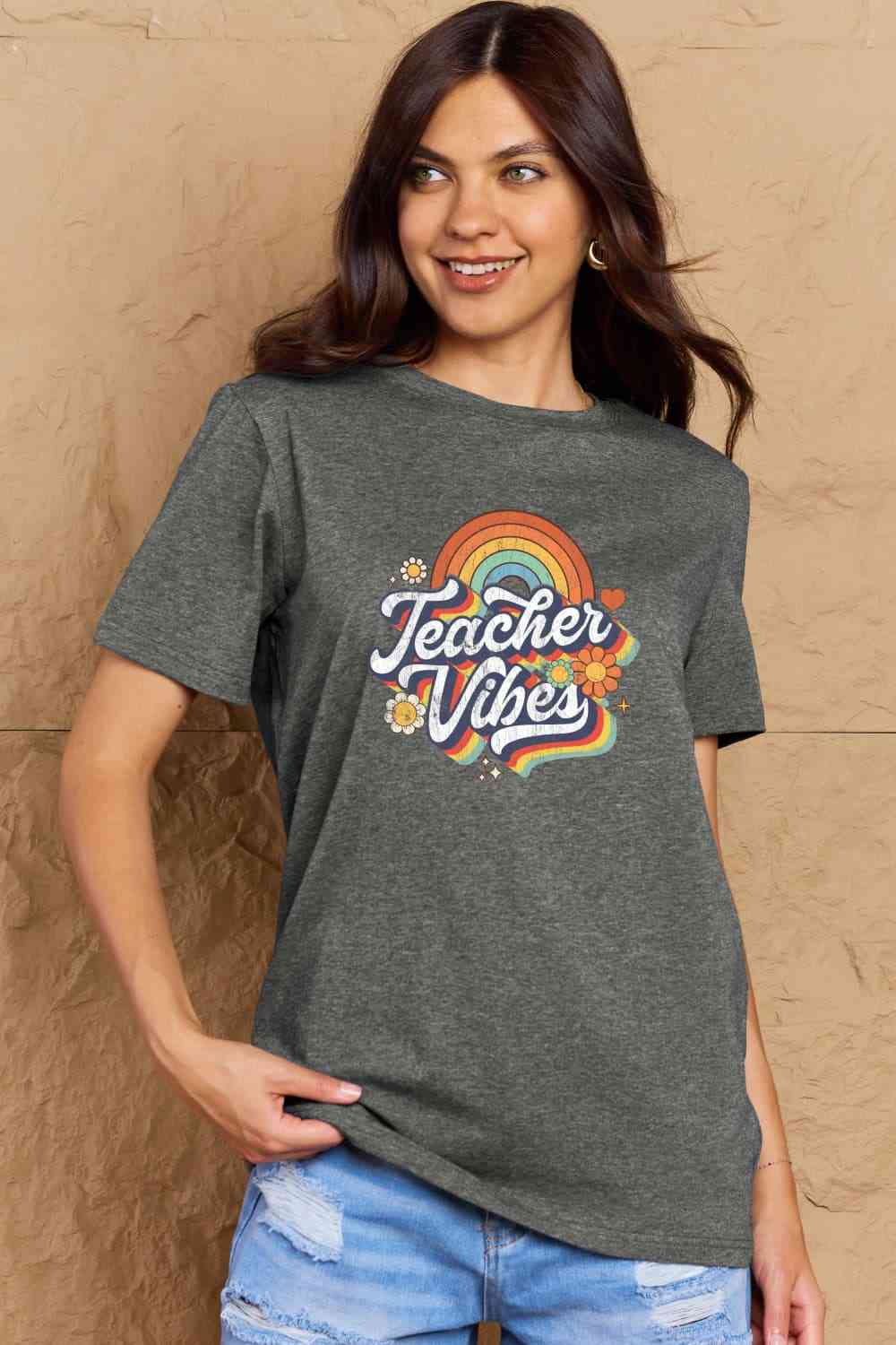 swvws Simply Love Full Size TEACHER VIBES Graphic Cotton T-Shirt