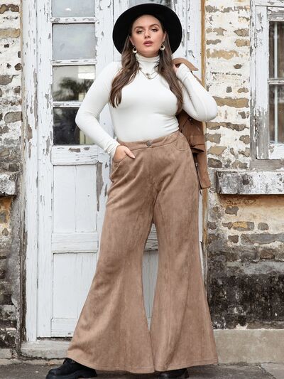 swvws Plus Size Pocketed Flare Pants