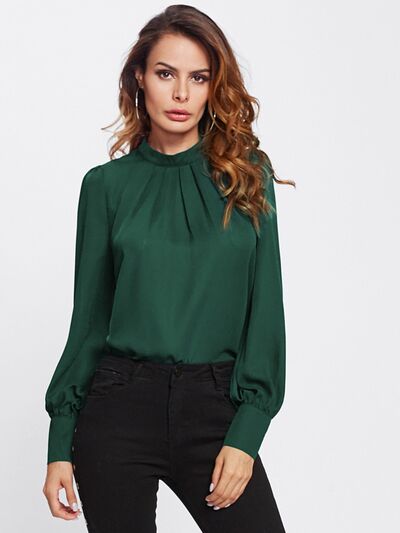 swvws Mock Neck Lantern Sleeve Shirt