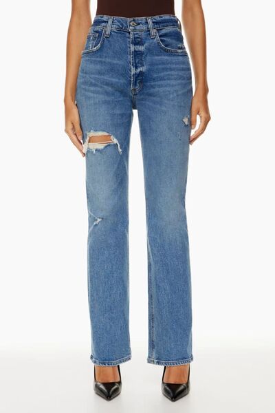 swvws Distressed Straight Jeans with Pockets