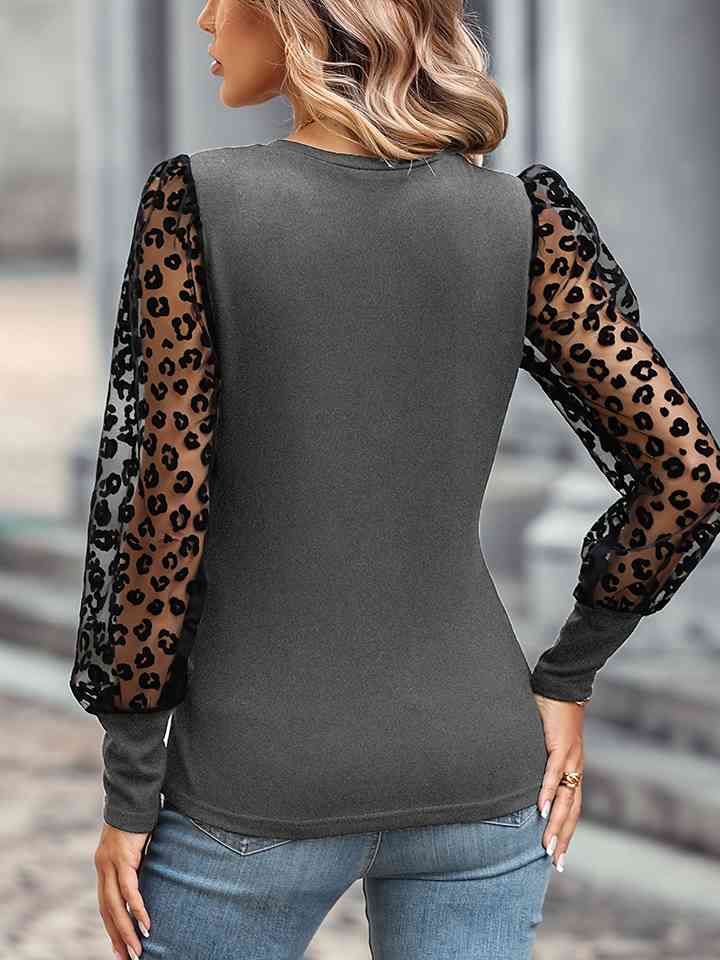 swvws Leopard Round Neck Top