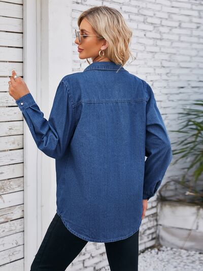 swvws Button Up Collared Neck Denim Jacket