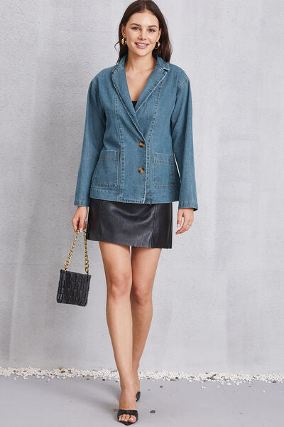 swvws Pocketed Button Up Denim Jacket