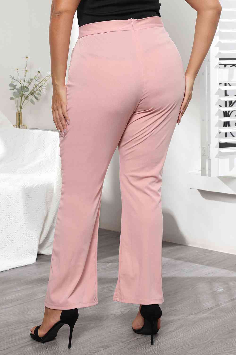 swvws Plus Size Seamed Detail Plain Pants