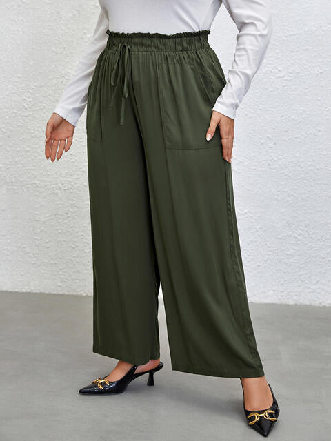 swvws Plus Size Tied Wide Leg Pants