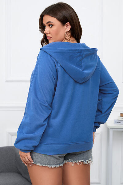 swvws Plus Size Quarter Zip Raglan Sleeve Hoodie