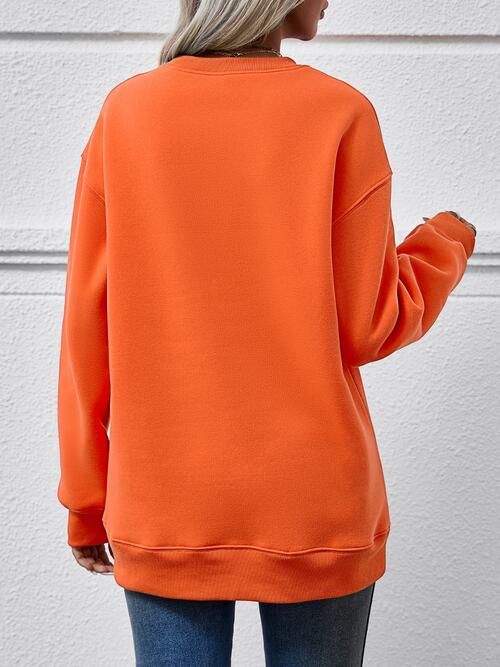 swvws Letter Graphic Round Neck Long Sleeve Sweatshirt