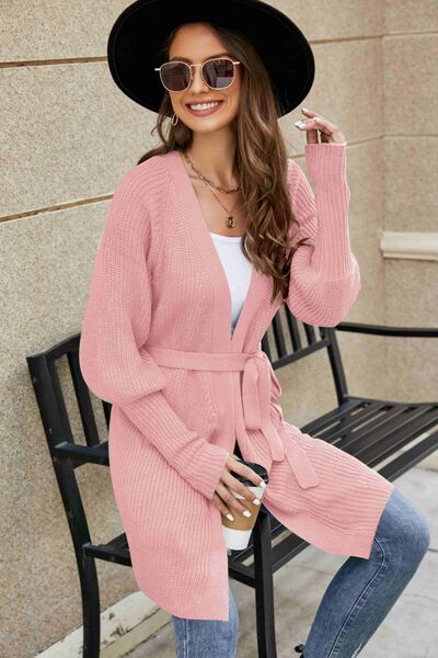 swvws Open Front Lantern Sleeve Cardigan