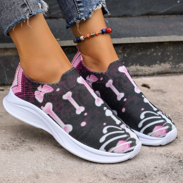 swvws - Purple Casual Patchwork Printing Round Comfortable Out Door Shoes