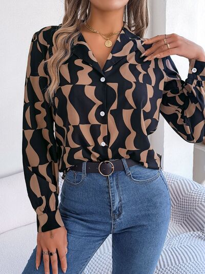 swvws Printed Button Up Long Sleeve Shirt