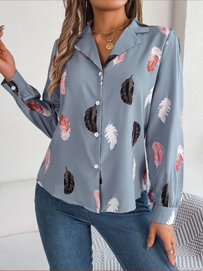 swvws Button Up Printed Collared Neck Shirt