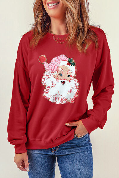 swvws Santa Round Neck Dropped Shoulder Sweatshirt