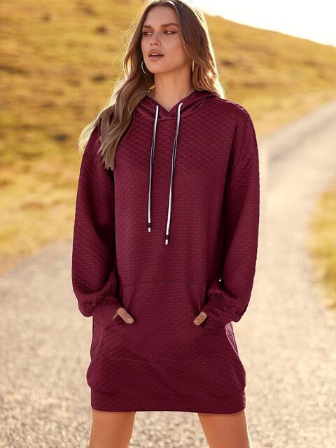 swvws Textured Drawstring Tunic Hoodie